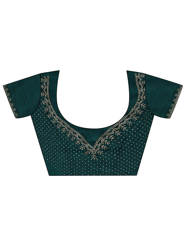 Libas Teal Green Tissue Saree with Beaded Border