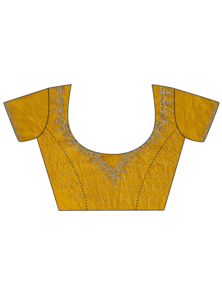 Libas Mustard Tissue Saree with Beaded Border