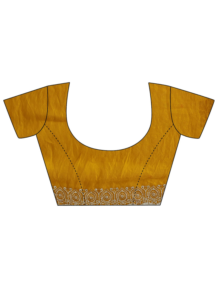 Libas Sunglow Yellow Tissue Saree with Embellished Border
