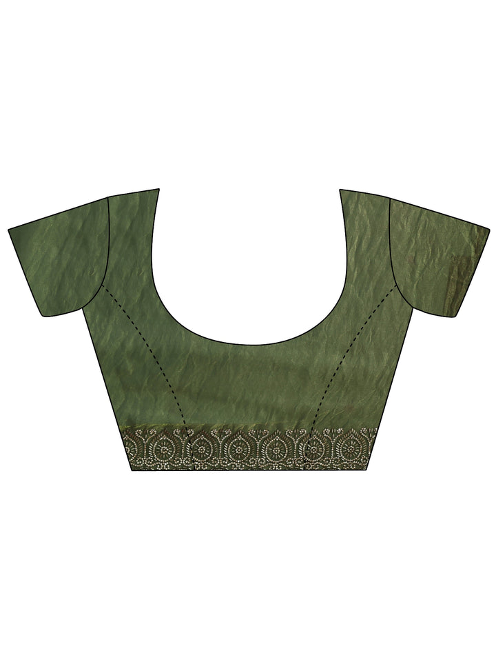 Libas Green Tissue Saree with Embellished Border
