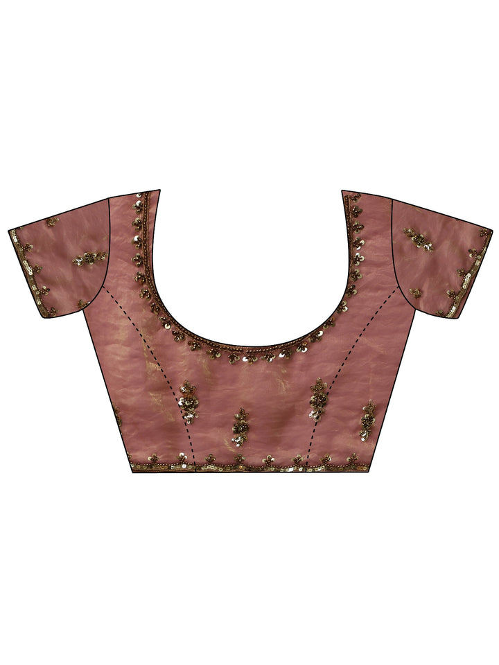 Libas Antique Pink Embellished Tissue Saree