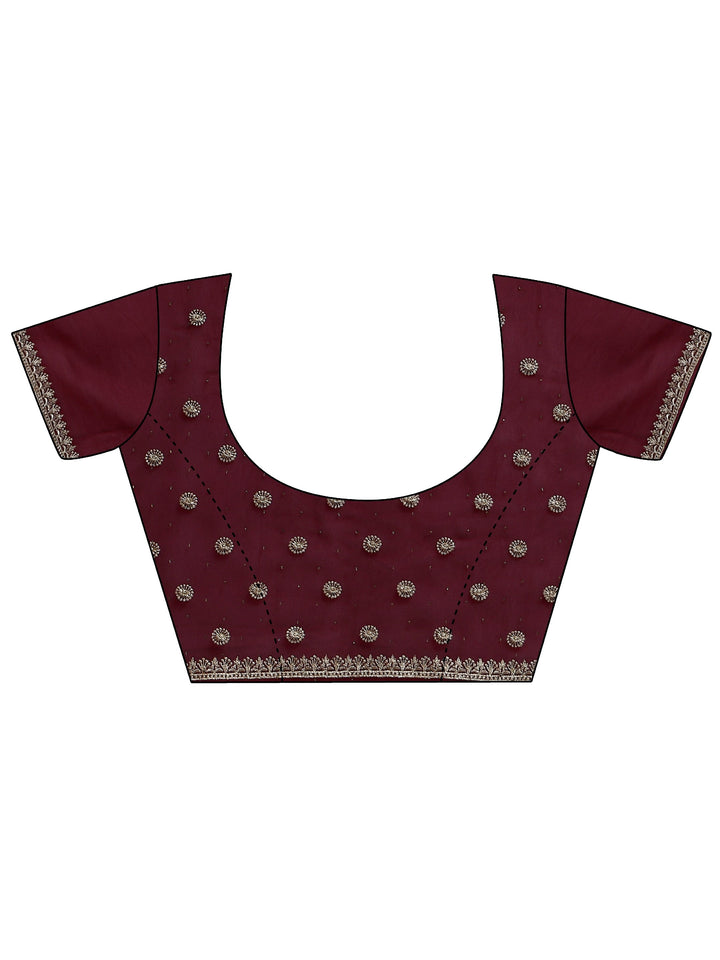 Libas Burgundy Embroidered Georgette Saree