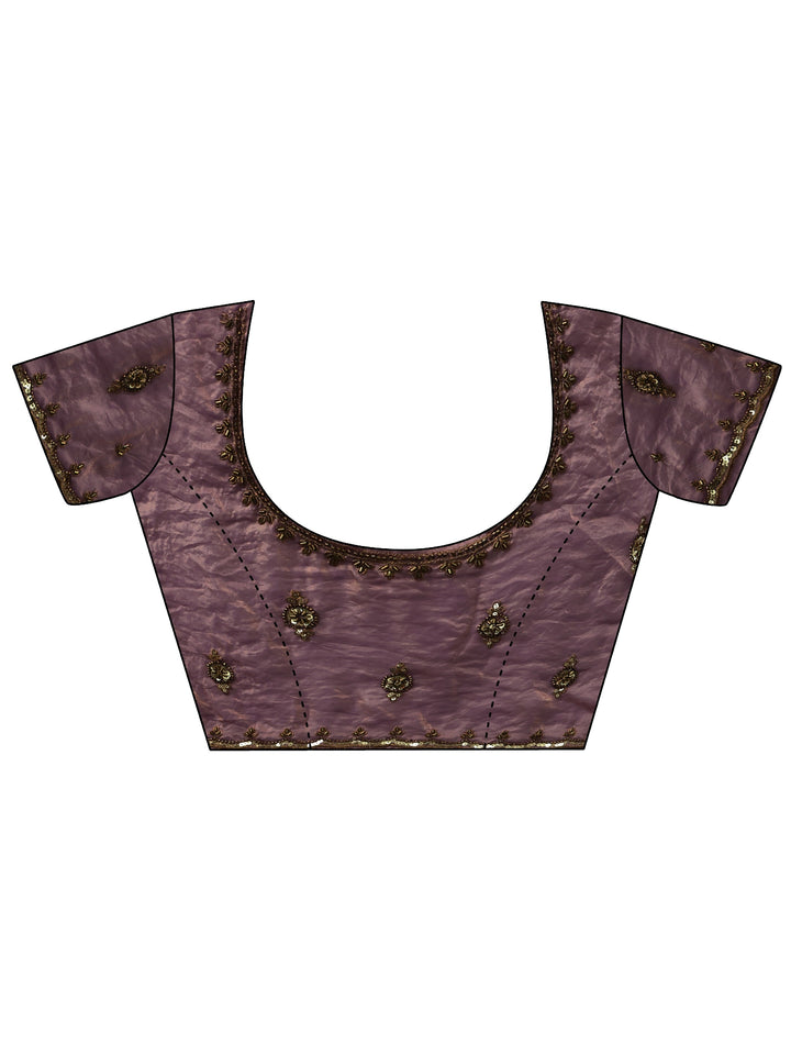 Libas Lavender Embellished Tissue Saree