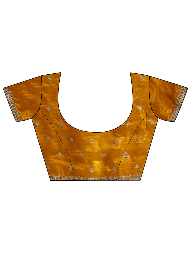 Libas Mustard Embroidered Tissue Saree