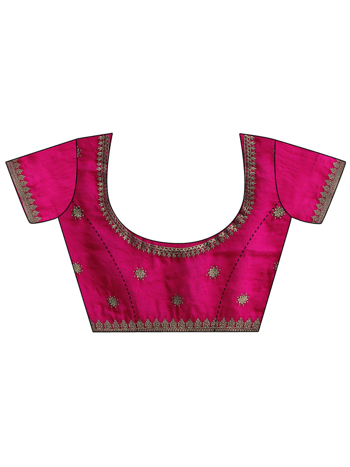 Libas Rani Pink Embroidered Tissue Saree