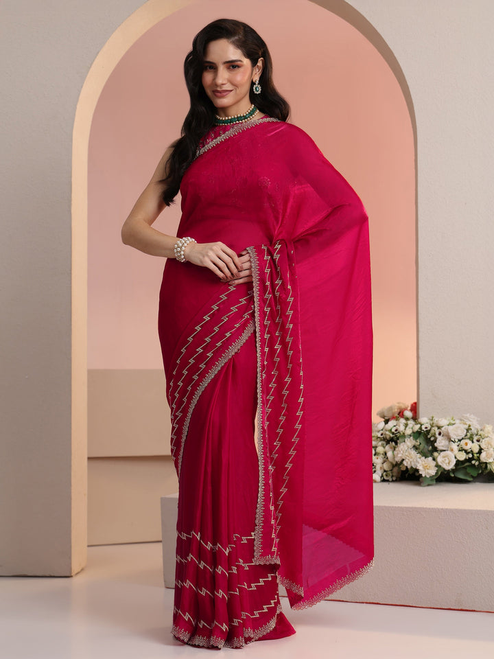 Libas Rani Pink Chevron Tissue Saree