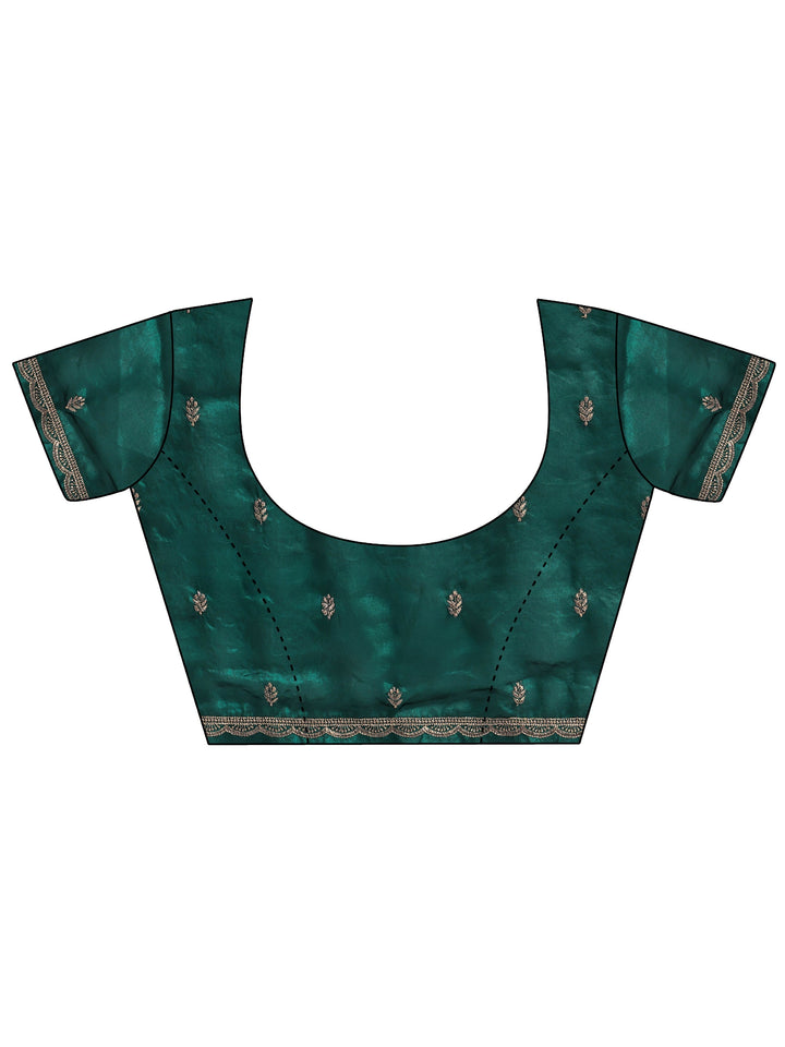 Libas Bottle Green Floral Embroidered Georgette Saree