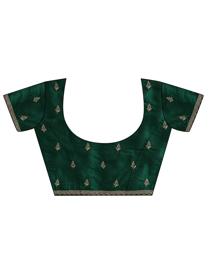 Libas Bottle Green Stone Work Embelllished Silk Blend Saree