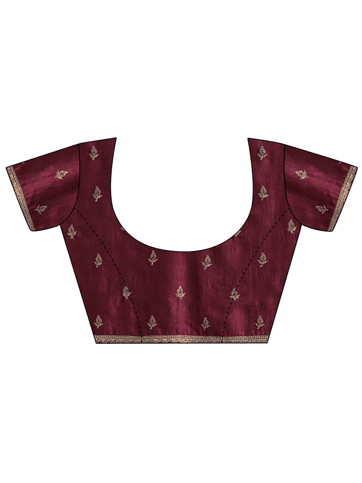 Libas Maroon Stone Work Embelllished Silk Blend Saree