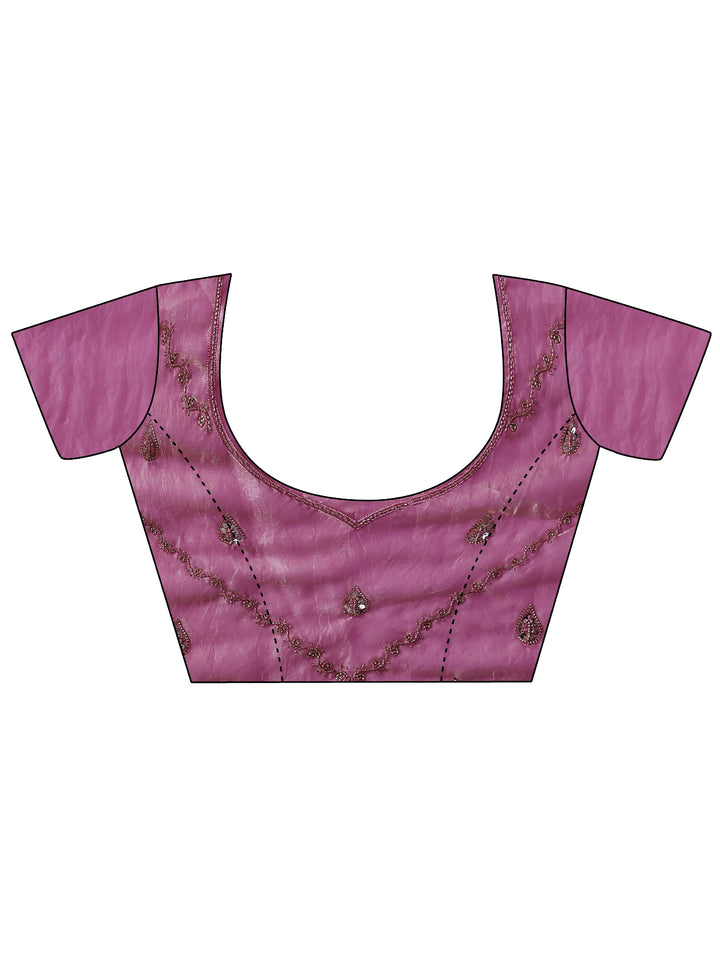 Libas Pink Embellished Tissue Saree