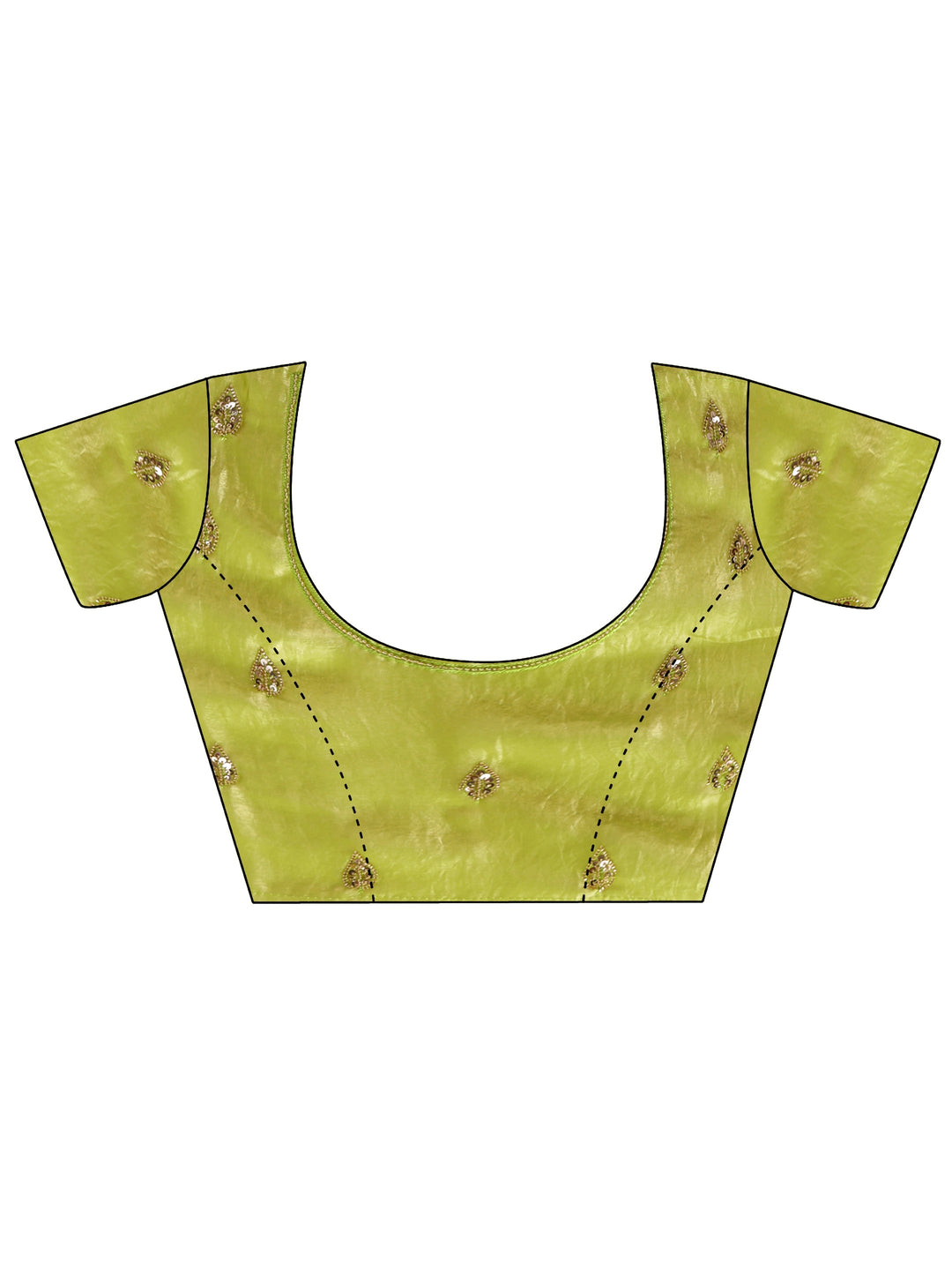 Libas Lime Green Embellished Tissue Saree