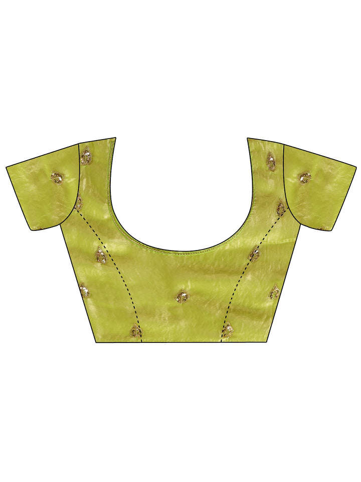 Libas Lime Green Embellished Tissue Saree