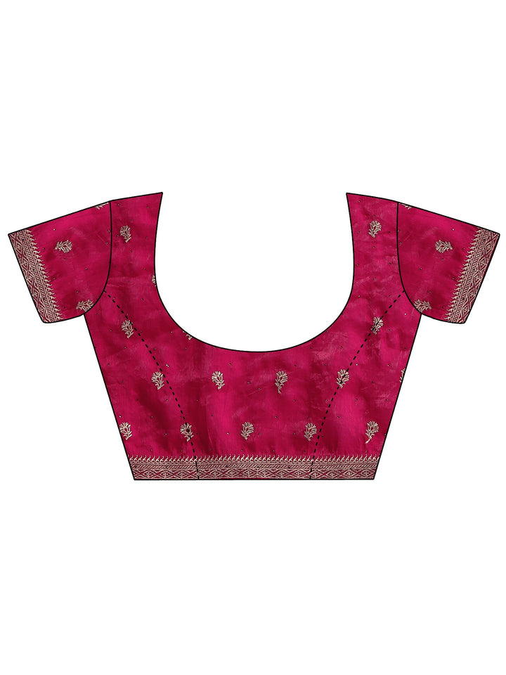 Libas Rani Pink Embroidered Tissue Saree
