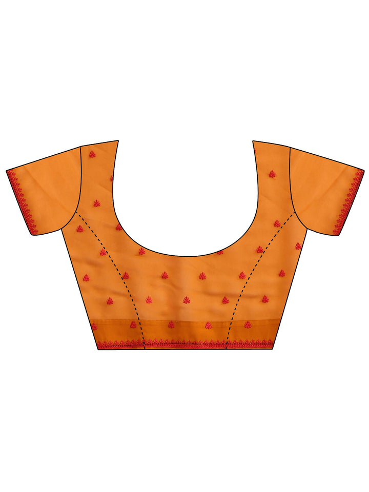 Libas Pulp Orange Georgette Saree with Embroidered Border