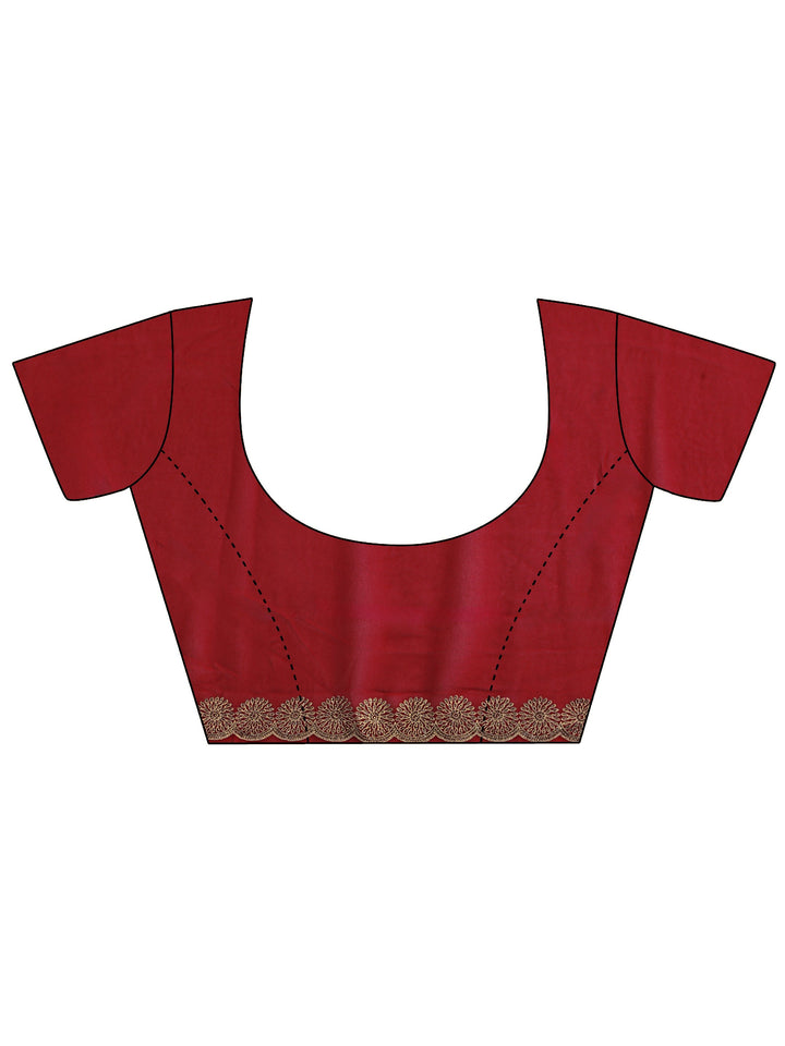 Libas Carmine Red Floral Embroidered Georgette Saree