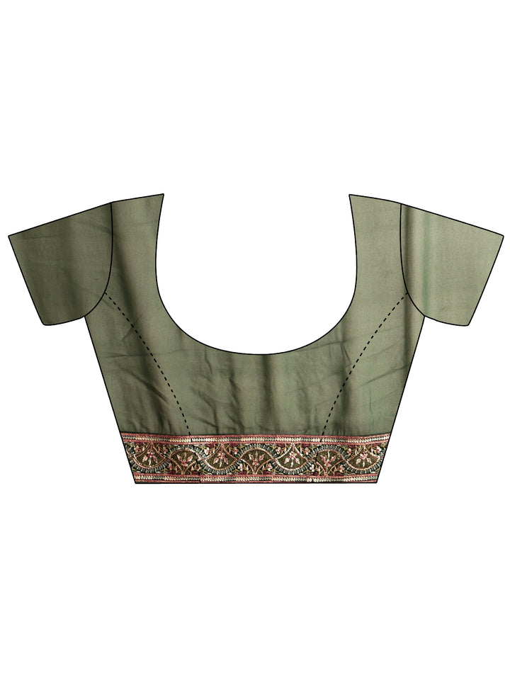 Libas Art Bottle Green Embroidered Georgette Saree