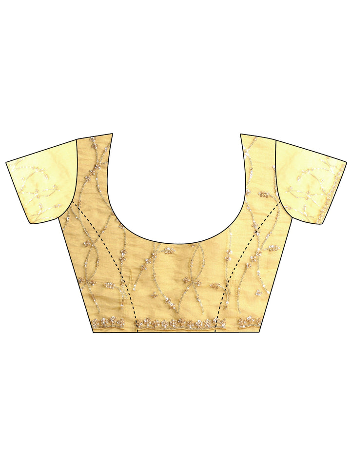 Libas Art Yellow Embellished Tissue Saree
