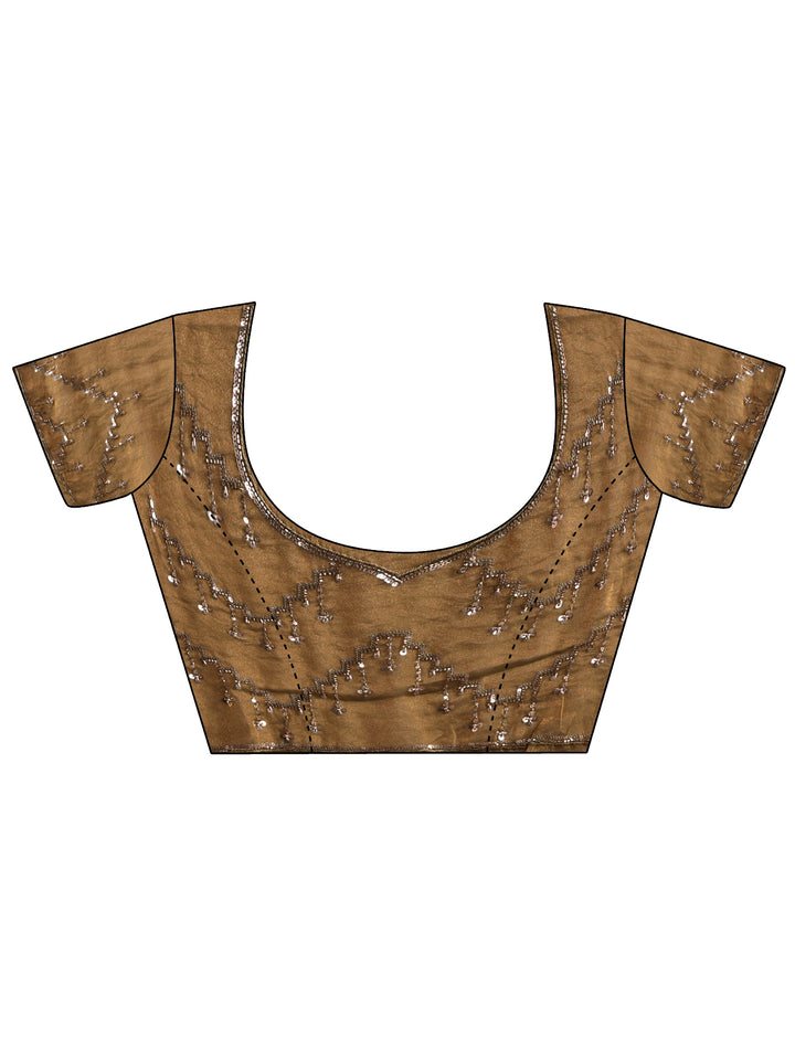 Libas Art Dusty Olive Green Embellished Tissue Saree