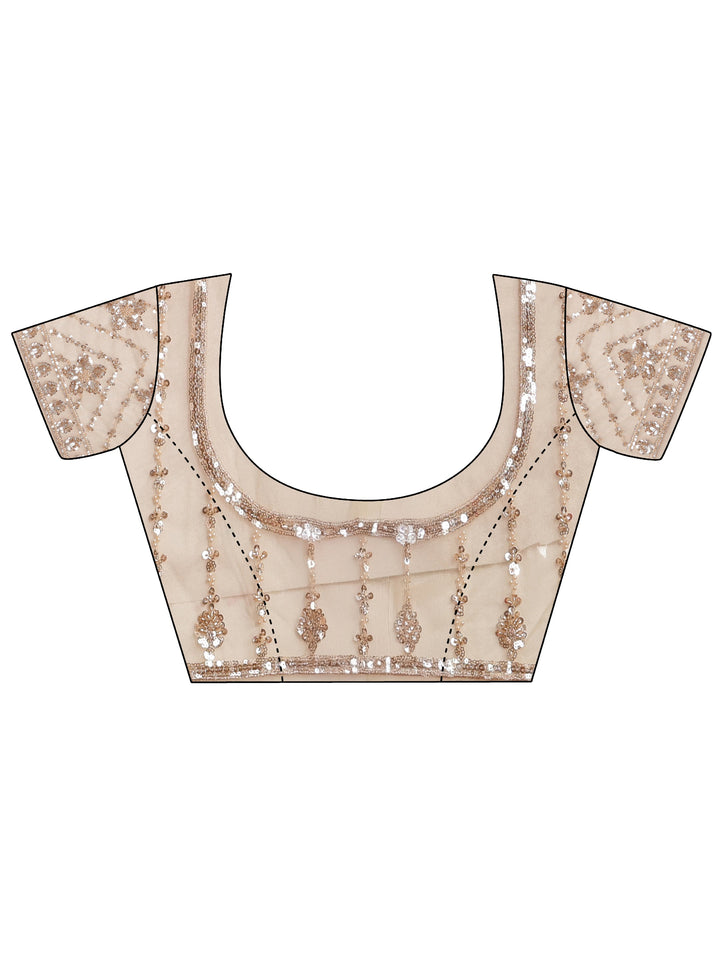 Libas Art Cream Embellished Net Saree