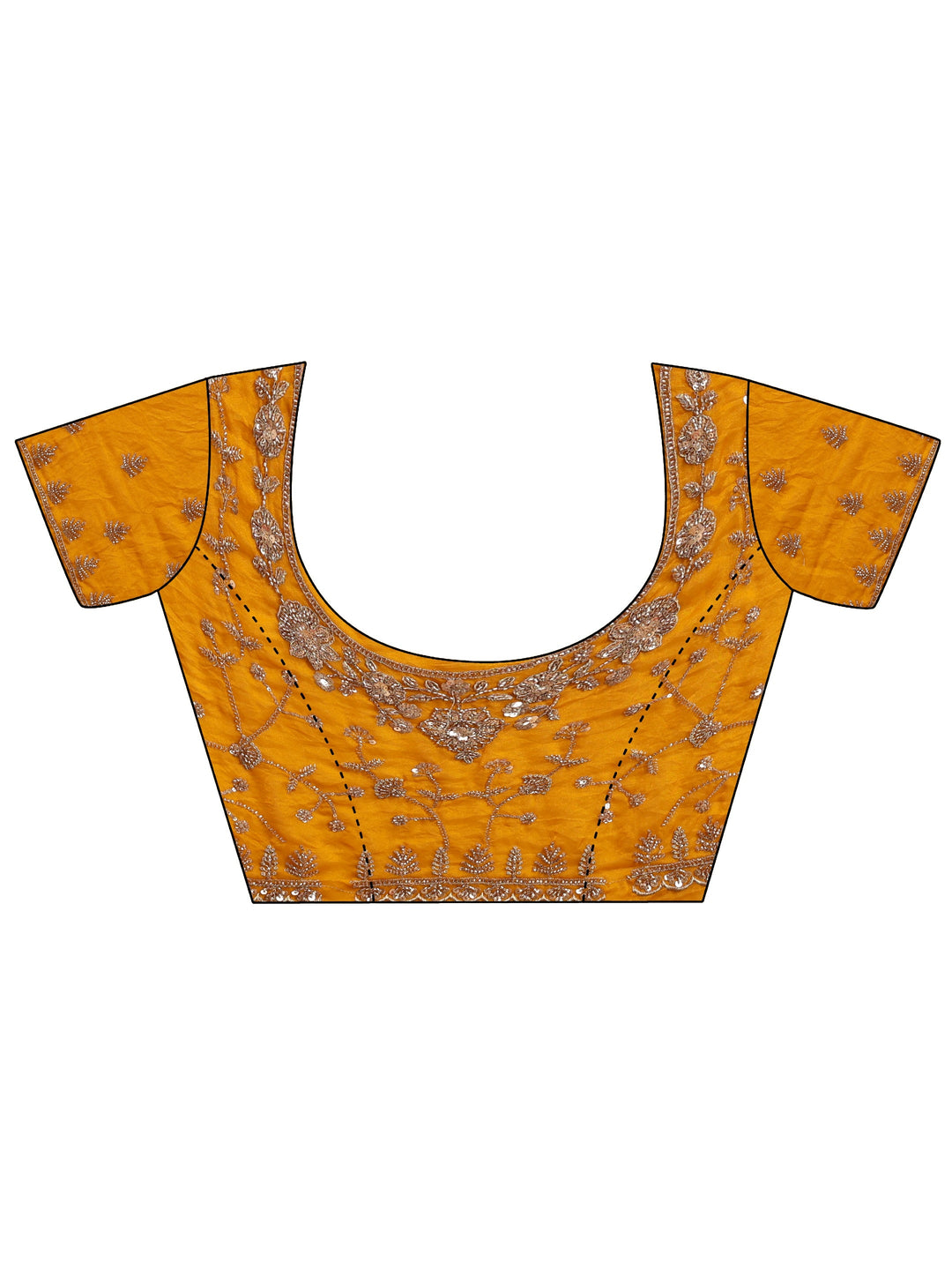 Libas Art Mustard Floral Embellished Tissue Saree