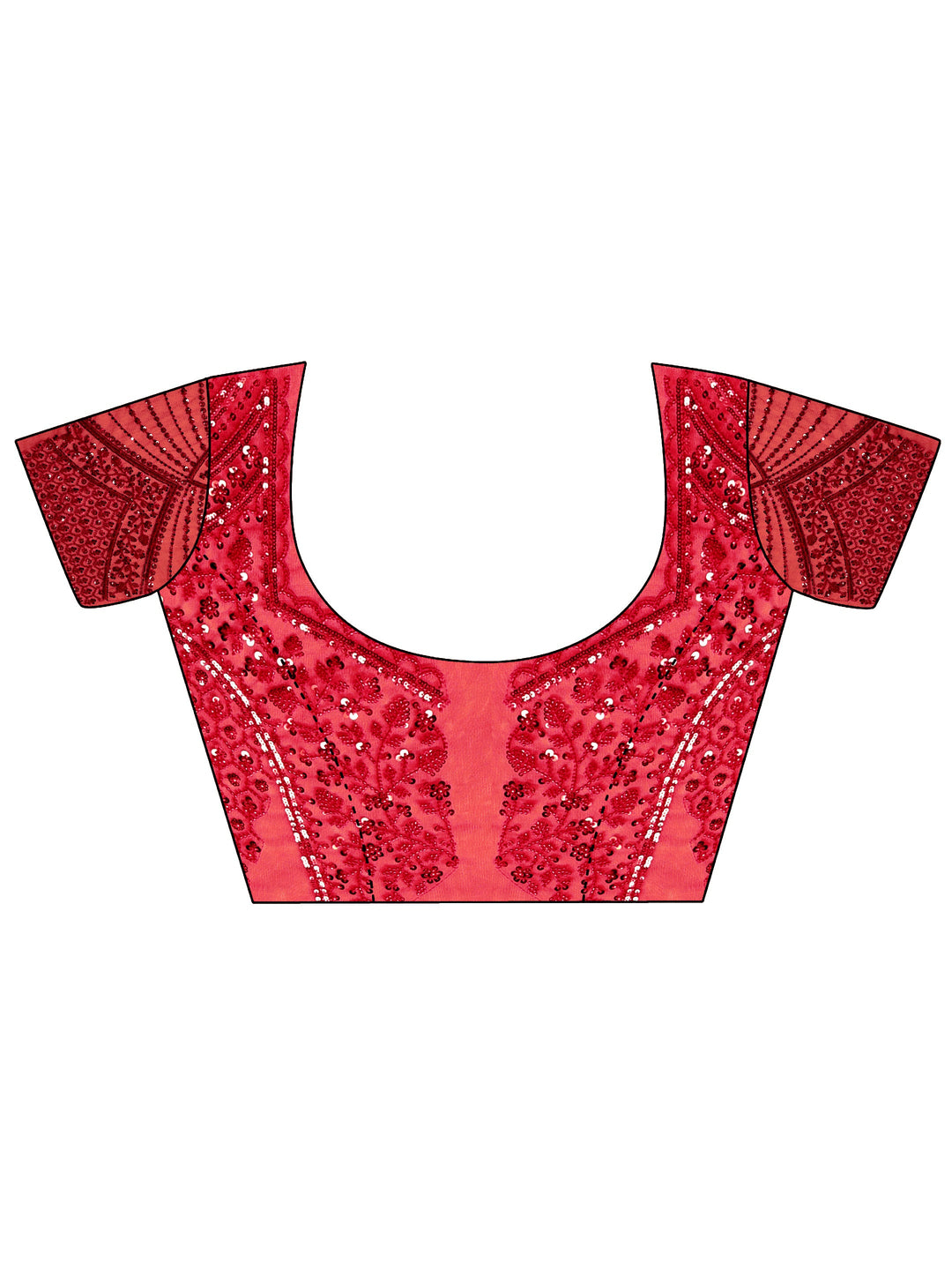Libas Art Ruby Red Floral Embellished Net Saree