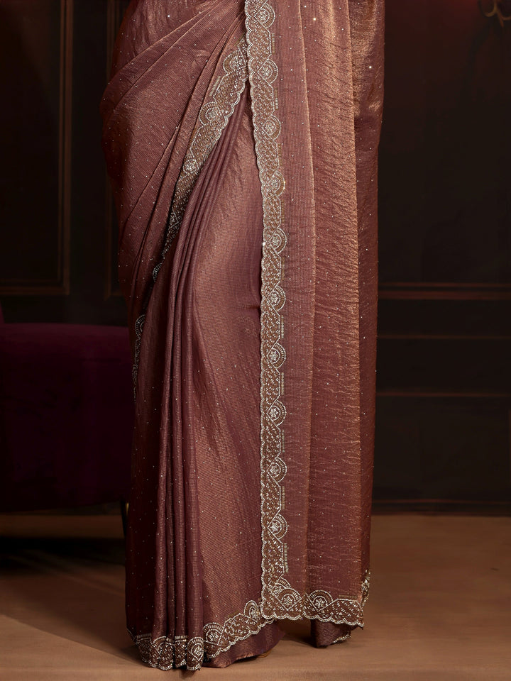 Libas Art Mauve Embellished Tissue Saree