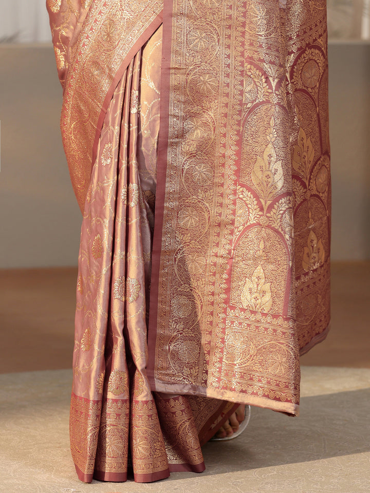 Libas Mauve Banarasi Satin Saree