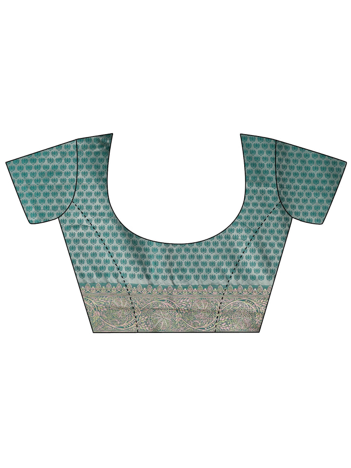 Libas Sea Green Banarasi Satin Saree