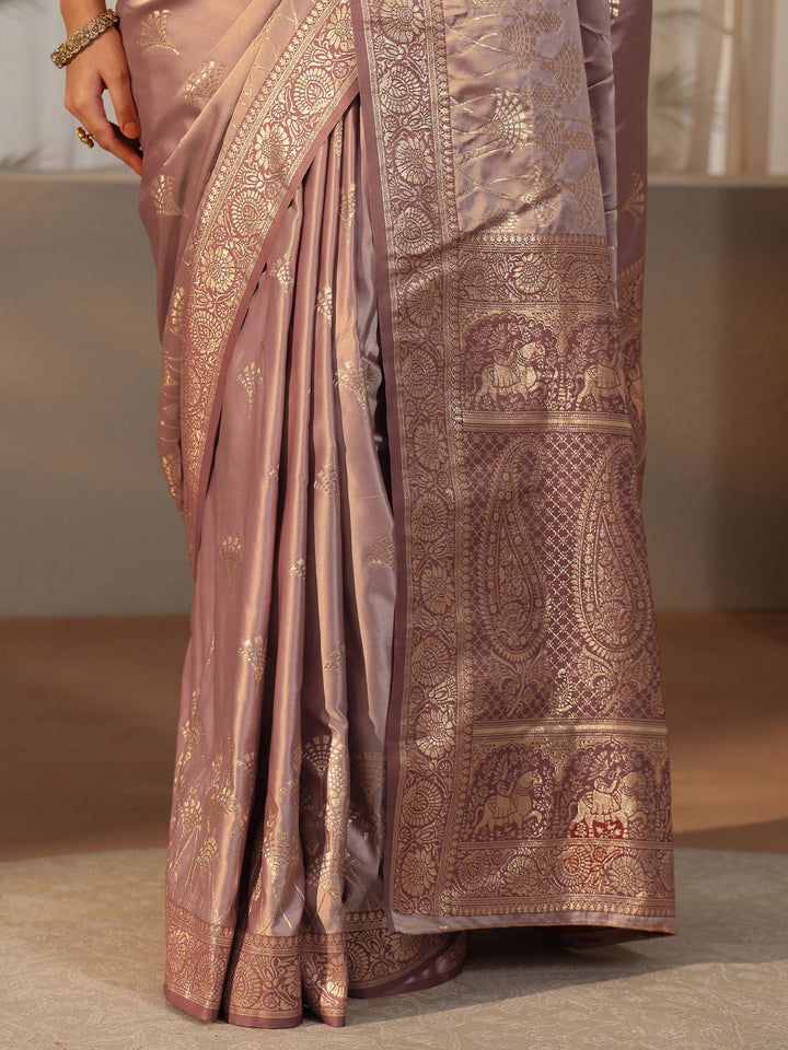 Libas Mauve Banarasi Satin Saree