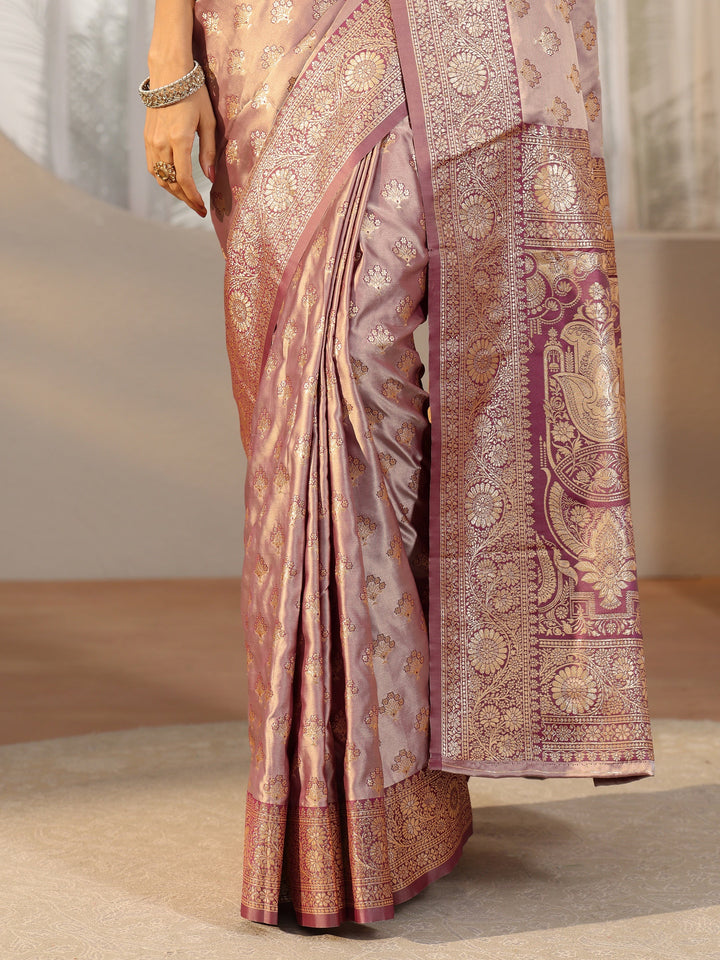 Libas Dusty Lilac Banarasi Satin Saree
