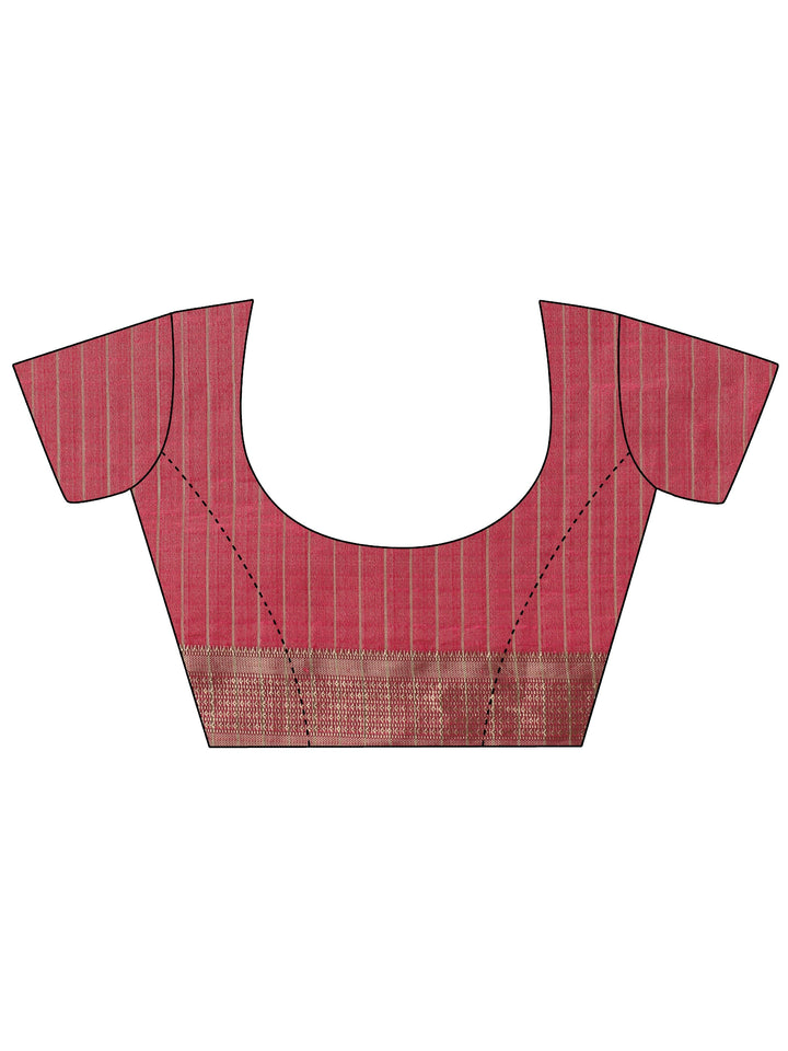 Libas Cranberry Pink Peacock Motif Chanderi Silk Saree