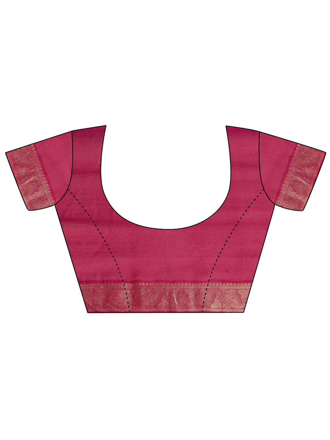 Libas Hot Pink Striped Chiffon Saree with Paisley Border
