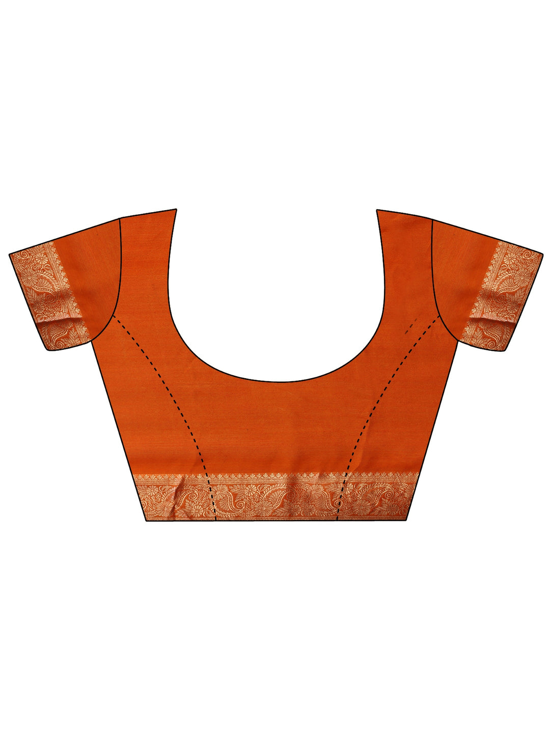Libas Orange Striped Chiffon Saree with Paisley Border