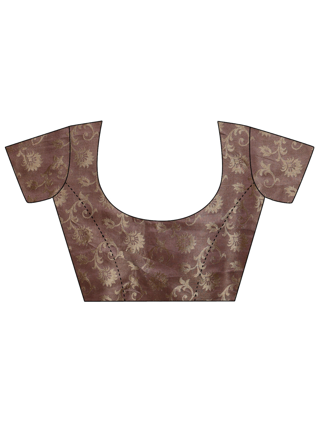 Libas Brown Floral Printed Chiffon Saree