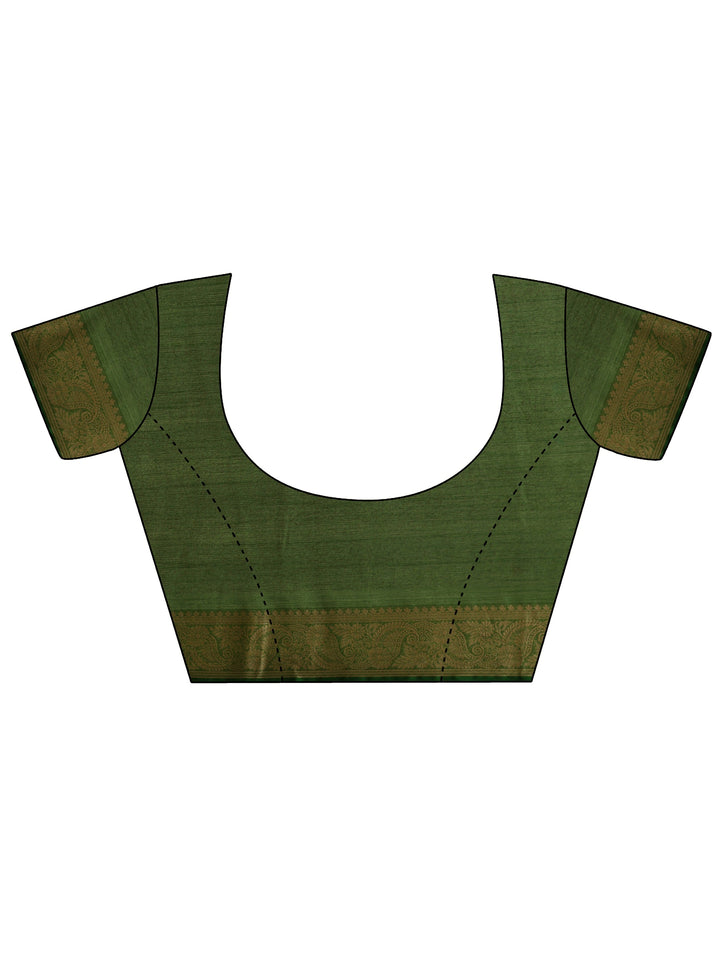 Libas Green Striped Chiffon Saree with Paisley Border