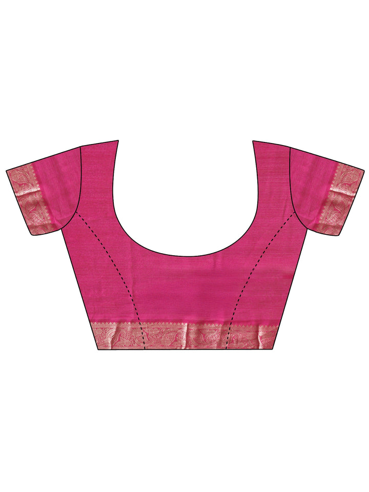 Libas Pink Striped Chiffon Saree with Paisley Border