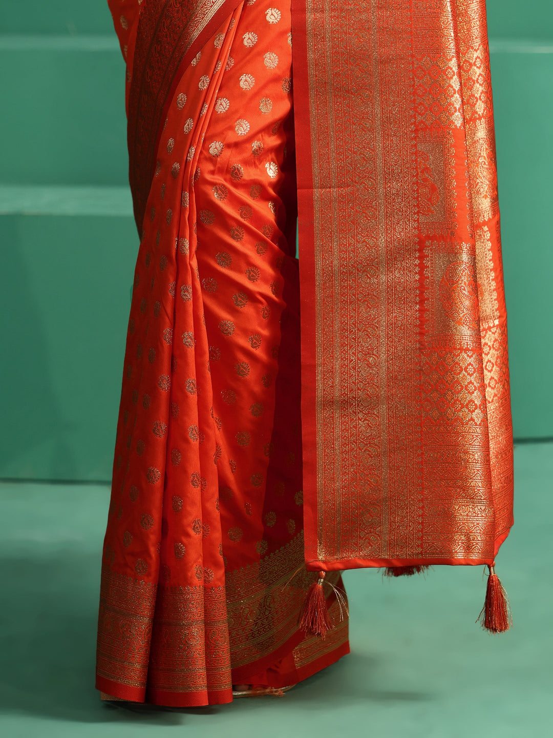 Libas Orange Banarasi Silk Blend Saree