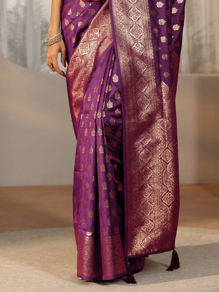 Libas Imperial Purple Banarasi Silk Blend Saree