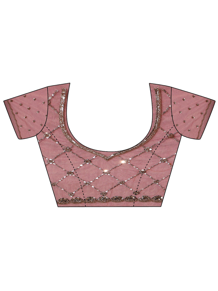Libas Mauve Embellished Jaal Work Net Saree