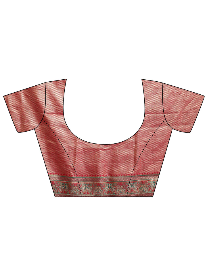 Libas Art Peach Pink Floral Woven Design Silk Blend Saree