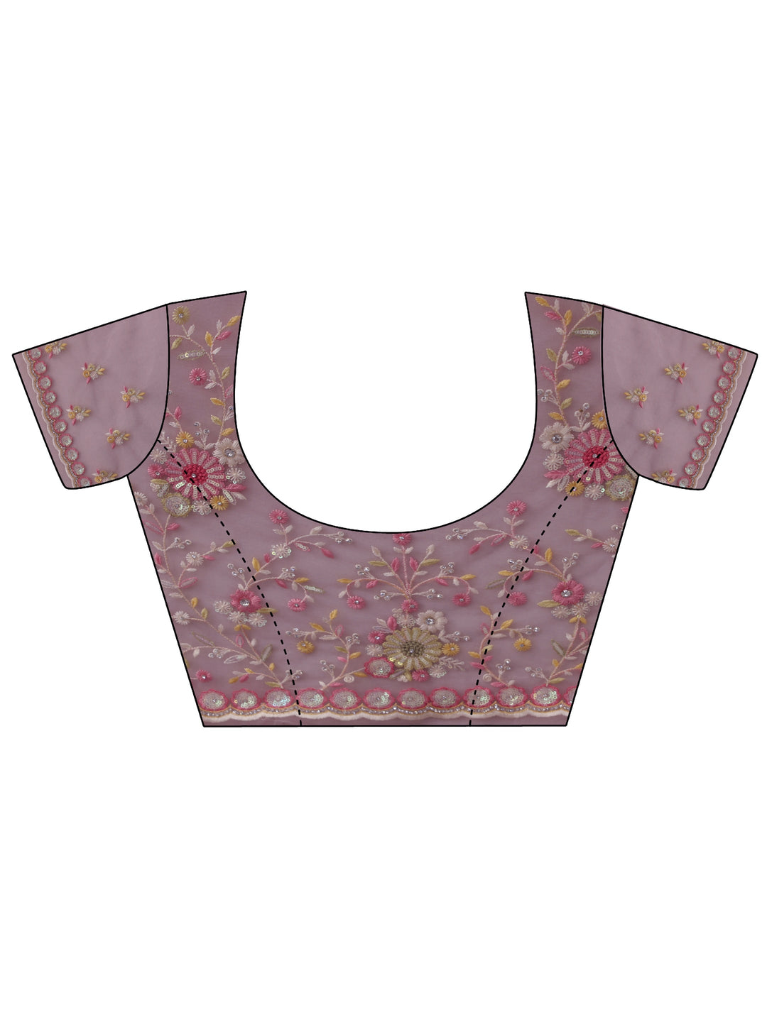 Libas Art Baby Pink Floral Embroidered Net Saree