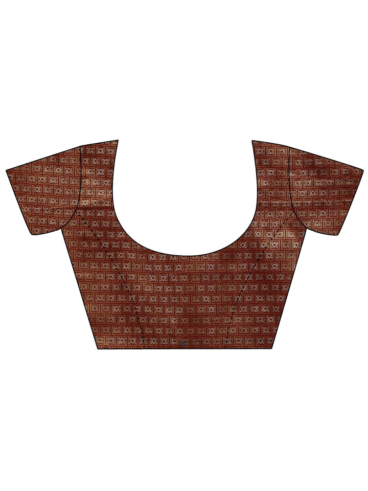 Libas Art Rust Brown Banarasi SIlk Blend Saree