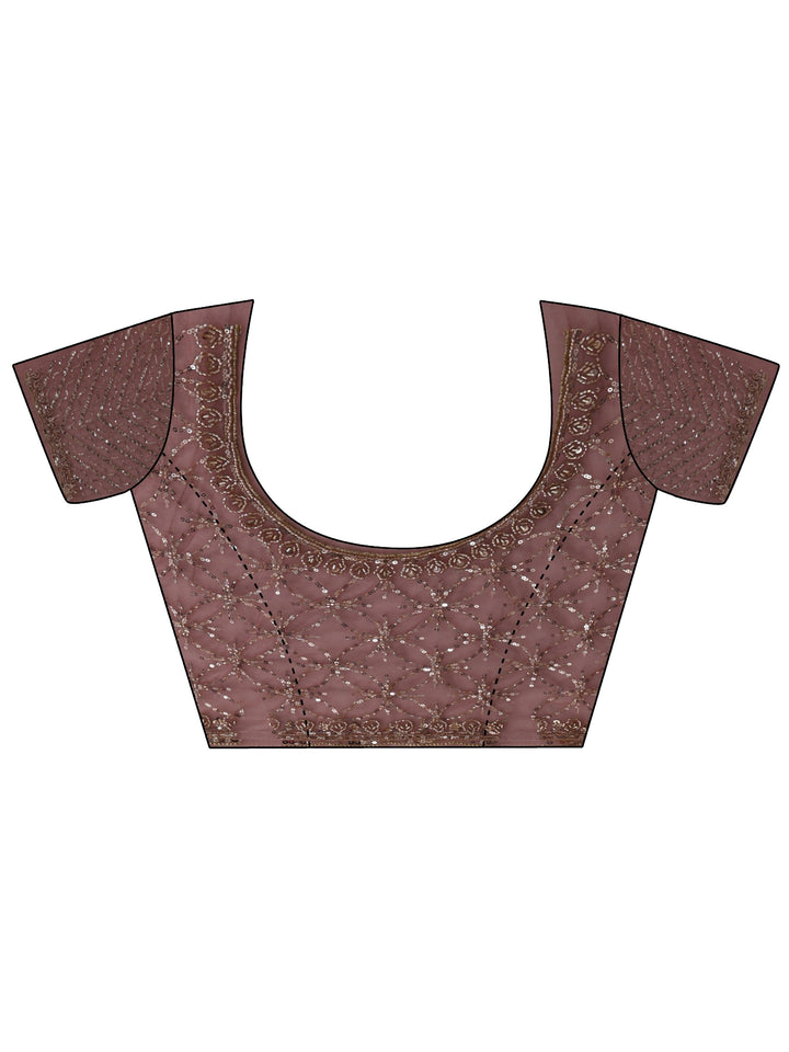 Libas Art Mauve Sequinned Rosette Design Net Saree