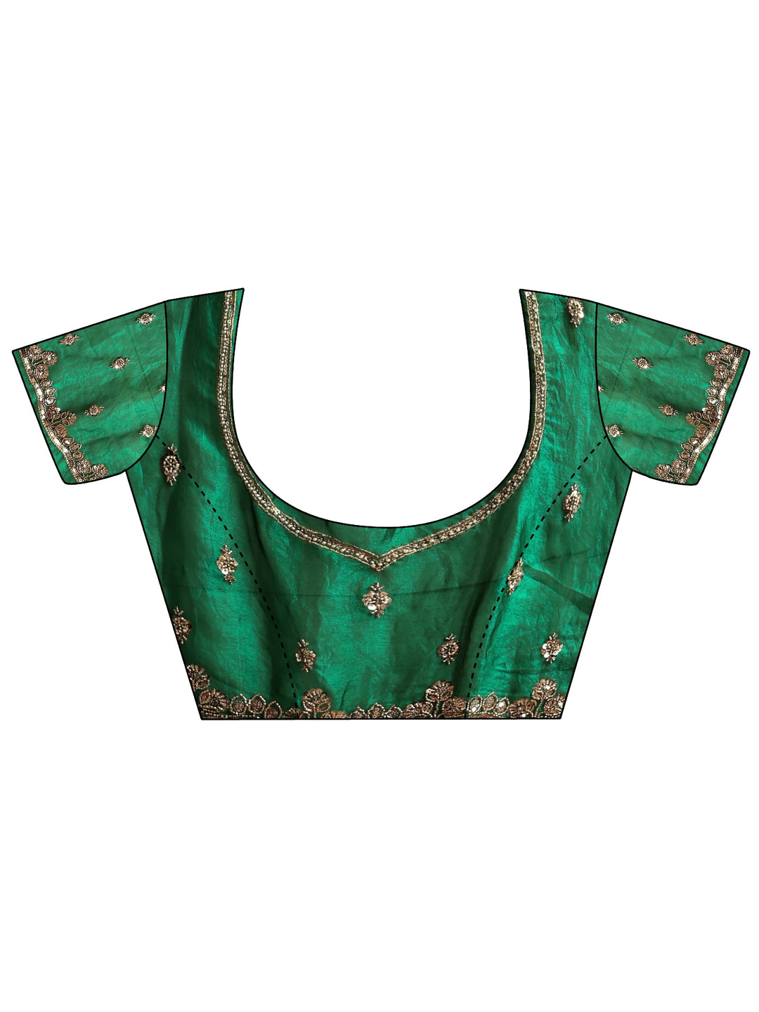 Libas Art Bottle Green Embellished Tissue Saree