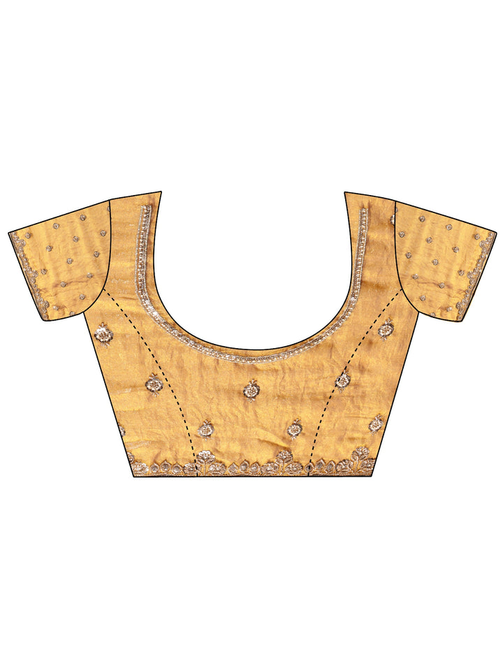 Libas Art Mustard Tissue Saree with Sequin Embellished Border