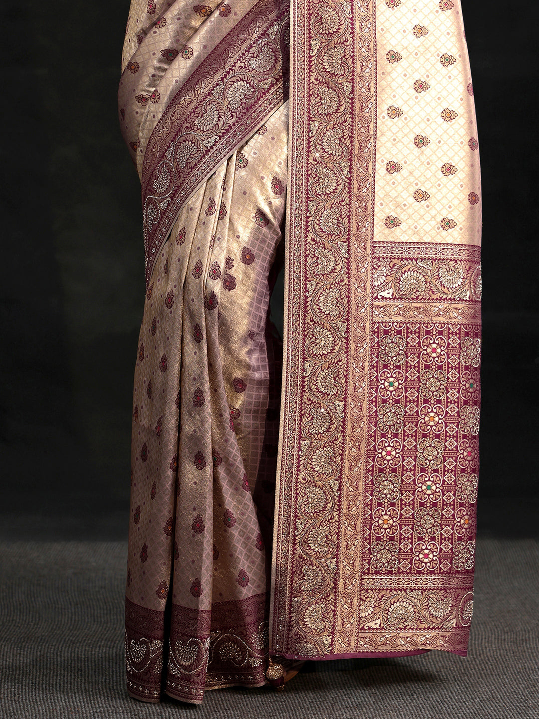 Libas Art Purple Banarasi Silk Blend Saree