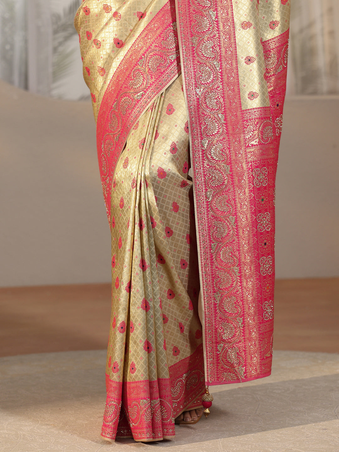 Libas Art Gold Banarasi Silk Blend Saree
