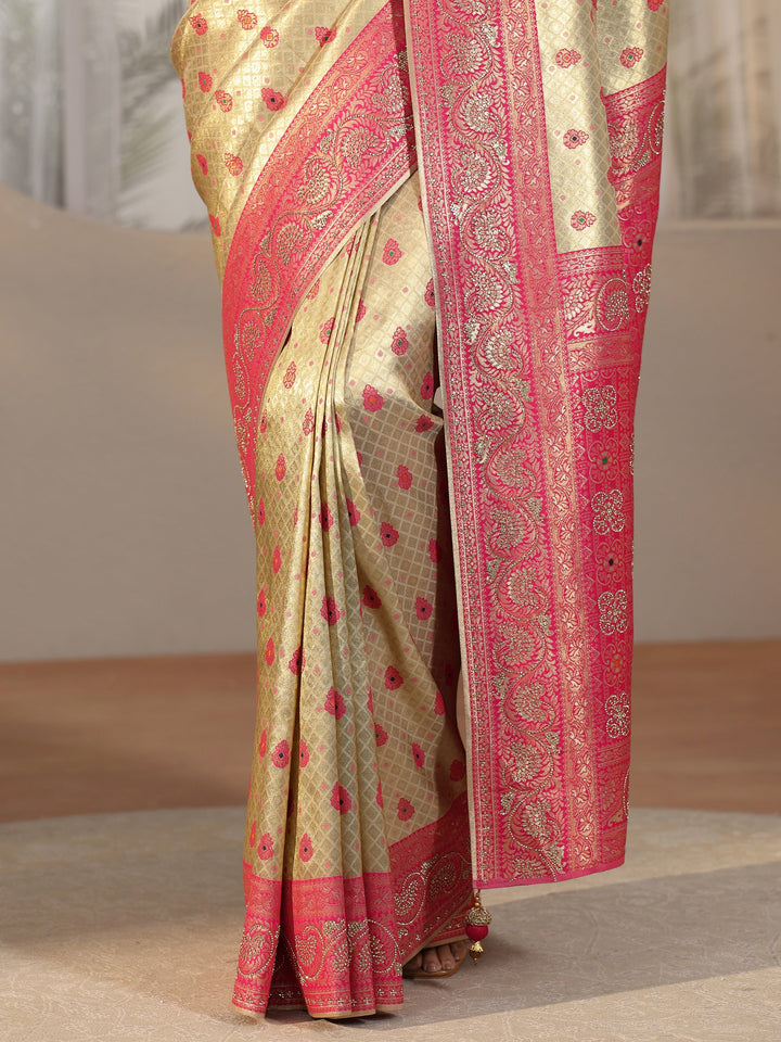 Libas Art Gold Banarasi Silk Blend Saree