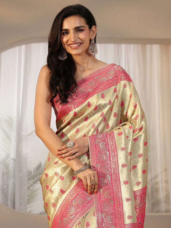 Libas Art Gold Banarasi Silk Blend Saree
