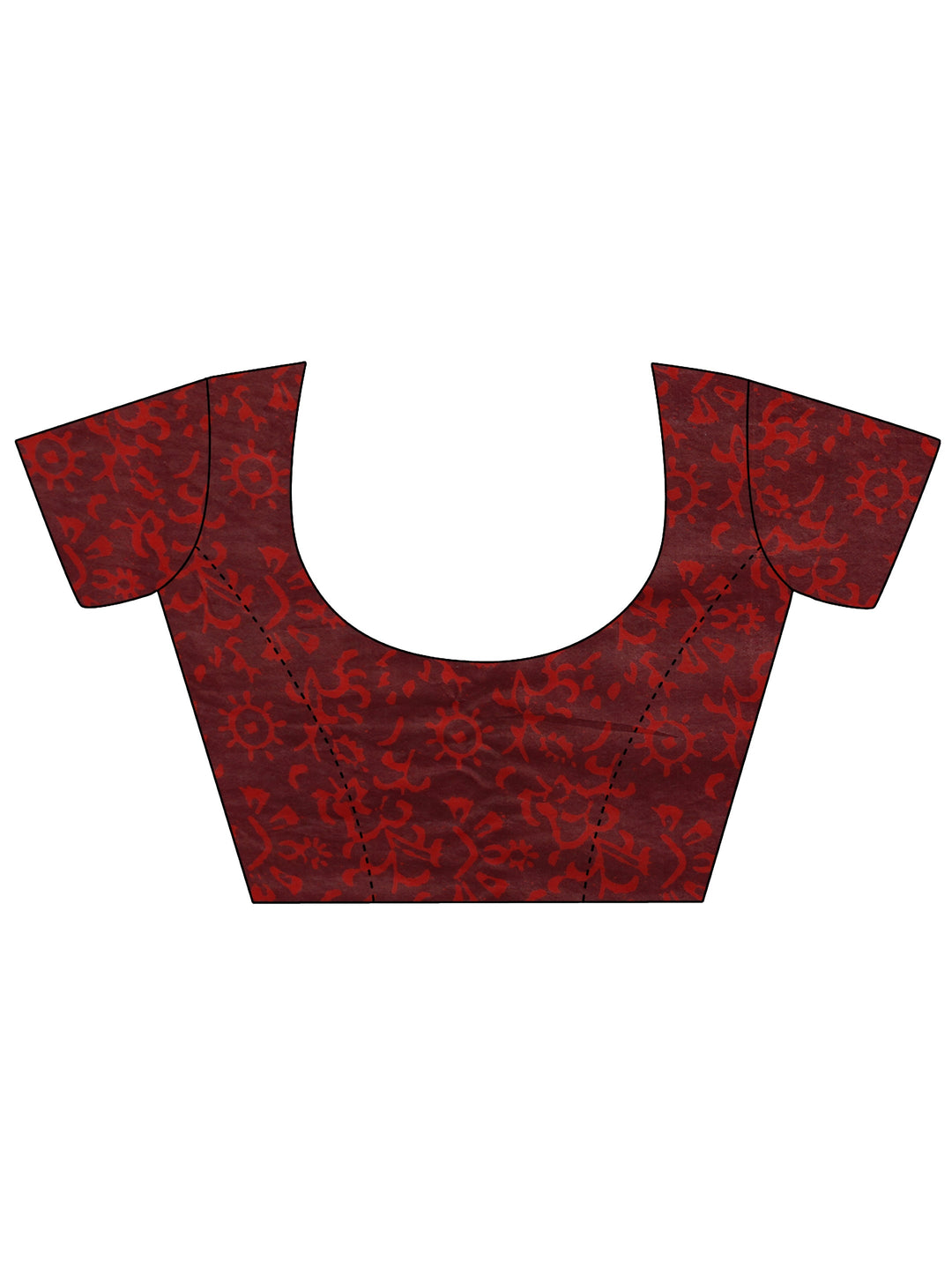 Libas Maroon Block Print Cotton Saree